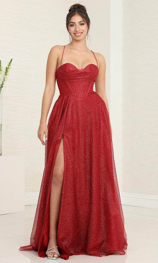 May Queen MQ2064 - Cowl Sweetheart Glitter Prom Gown