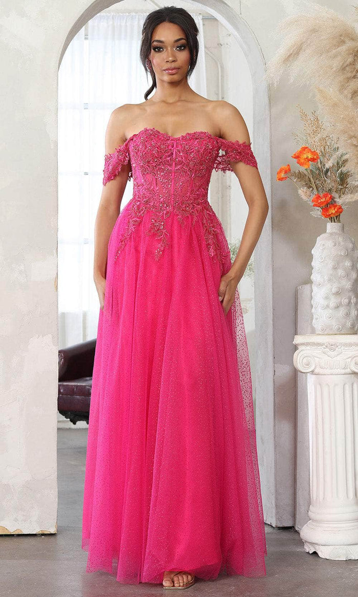 May Queen MQ2079 - Sweetheart Embroidered Corset Prom Gown Evening Dresses 4 / Fuchsia