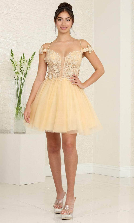 May Queen MQ2090 - Plunging Off Shoulder Cocktail Dress