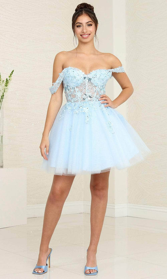 May Queen MQ2091 - Draped Off Shoulder Cocktail Dress