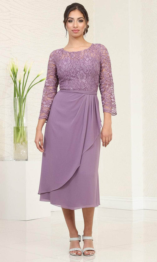 May Queen MQ2100 - Quarter Sleeve Lace Formal Dress