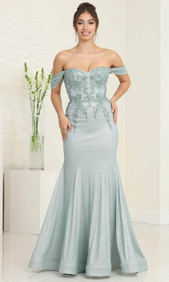 May Queen MQ2104 - Sequin Applique Prom Dress