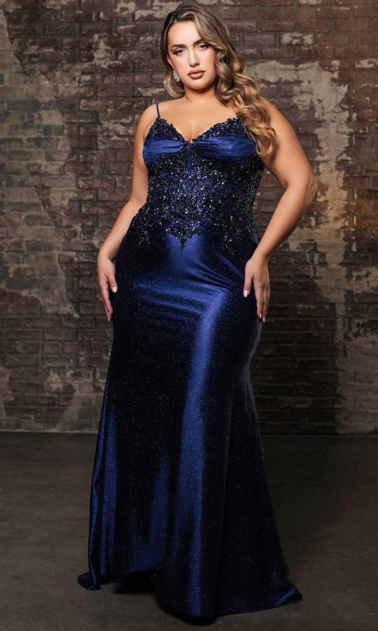 May Queen MQ2122 - Sequin V-Neck Evening Dress