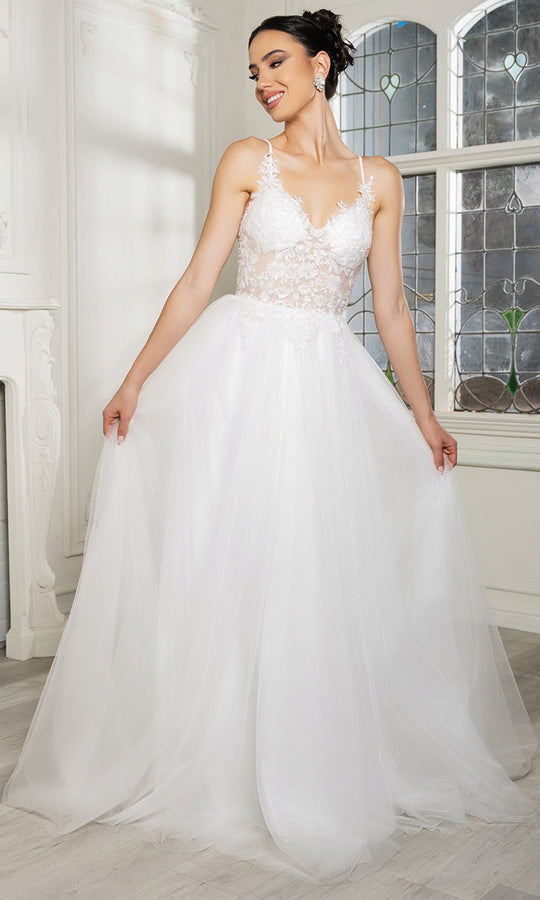 May Queen MQ2167 - Sequin Lace Applique A-line Gown