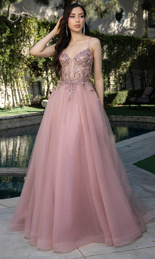 May Queen MQ2178 - Spaghetti Strap A-Line Evening Gown