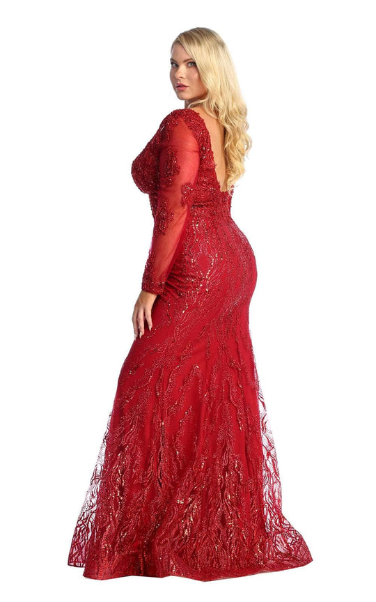 May Queen RQ7937 - Illusion Neck Sheath Dress