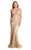May Queen RQ7937 - Illusion Neck Sheath Dress Evening Dresses S / Champagne