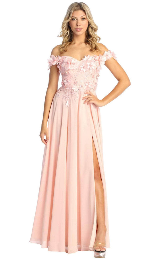 May Queen RQ7942 - Floral Appliqued Sweetheart Prom Gown