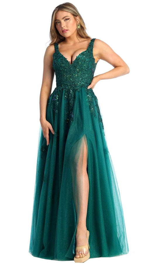 May Queen RQ7949 - Floral Embroidered Bodice Gown