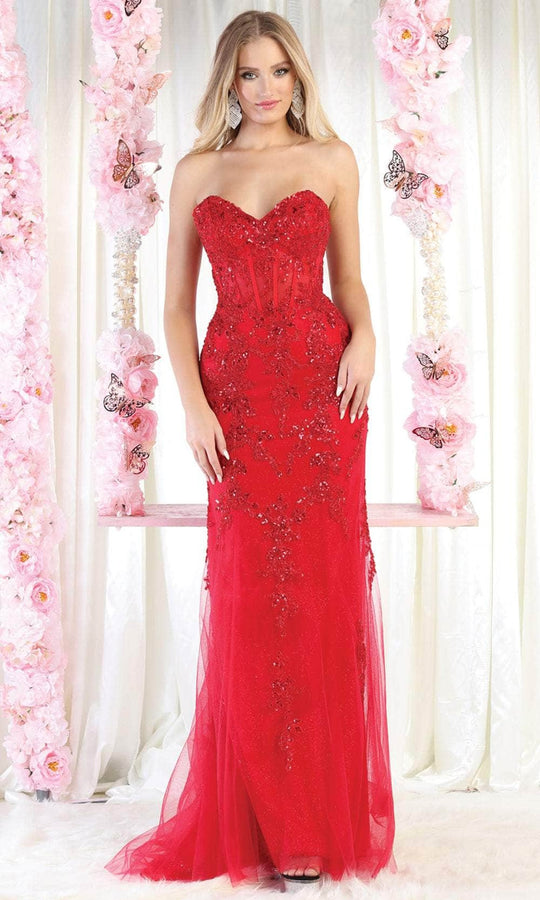May Queen RQ8013 - Strapless Embellished Evening Dress