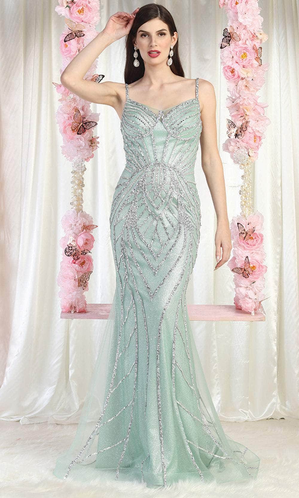 May Queen RQ8023 Sleeveless Sequined Long Gown Couture Candy
