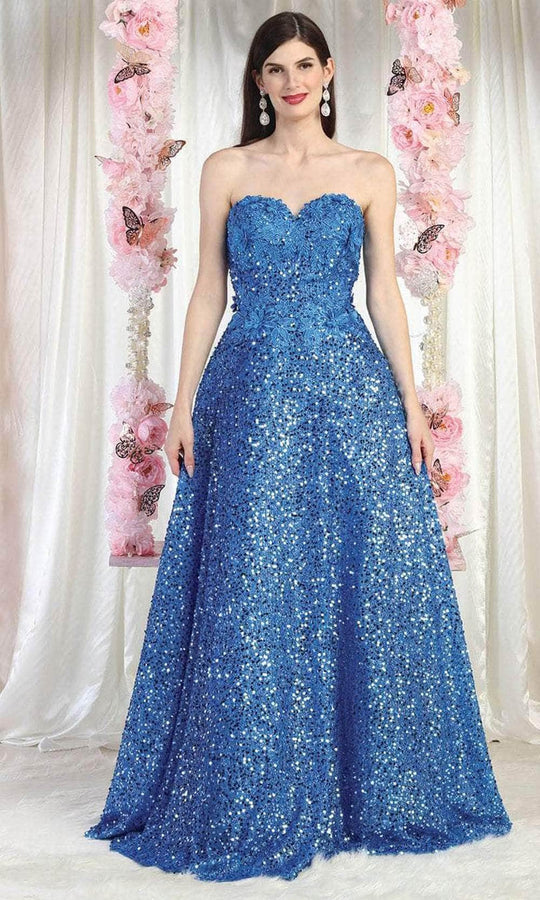 May Queen RQ8025 - Sweetheart Sequin Appliqued Prom Gown