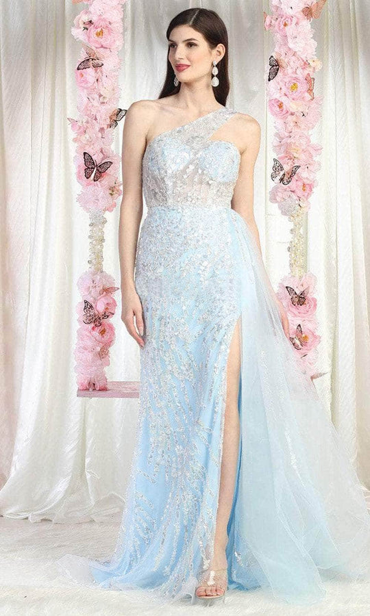 May Queen RQ8026 - Embroidered One Shoulder Evening Gown