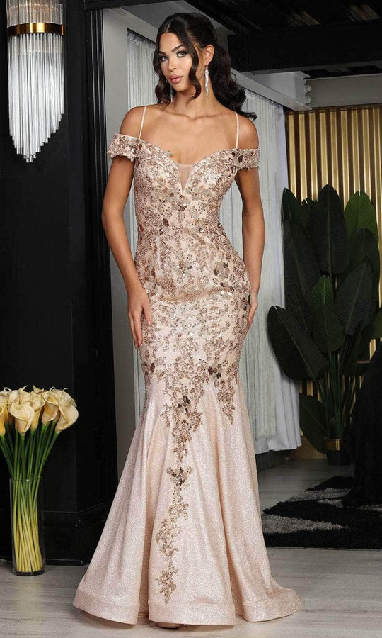 May Queen RQ8040 - Cold Shoulder Mermaid Prom Gown