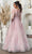 May Queen RQ8044 - Feather Trim Scoop Neck Prom Gown Evening Dresses