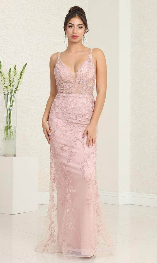 May Queen RQ8047 - Scoop Back Embroidered Prom Gown