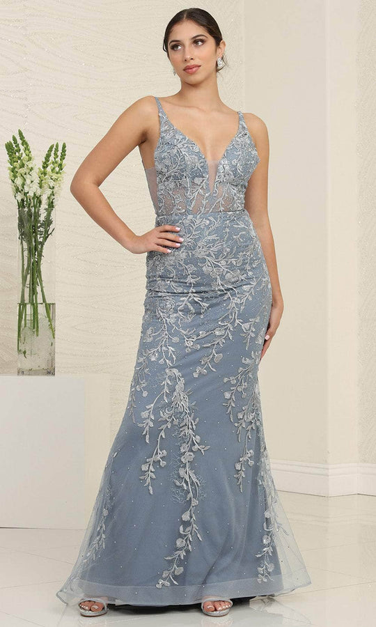 May Queen RQ8047 - Scoop Back Embroidered Prom Gown