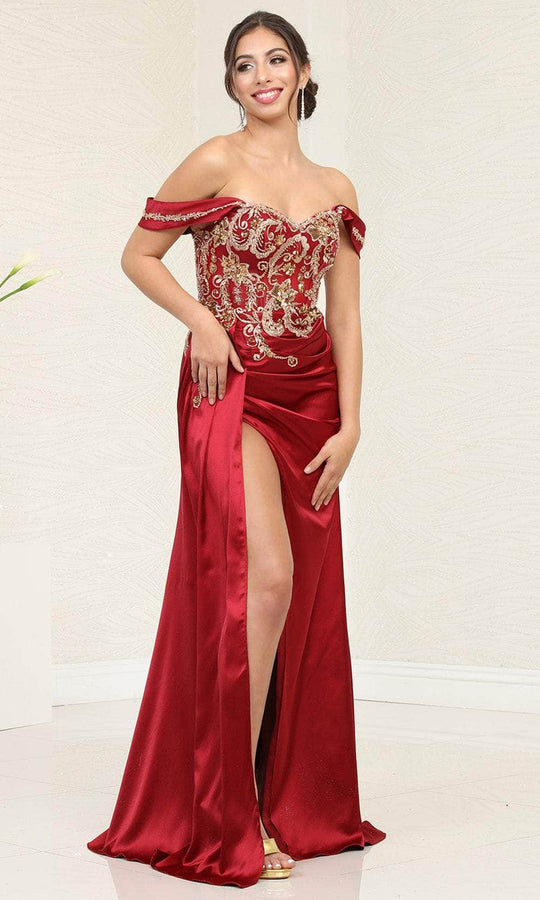 May Queen RQ8055 - Sweetheart High Slit Prom Gown
