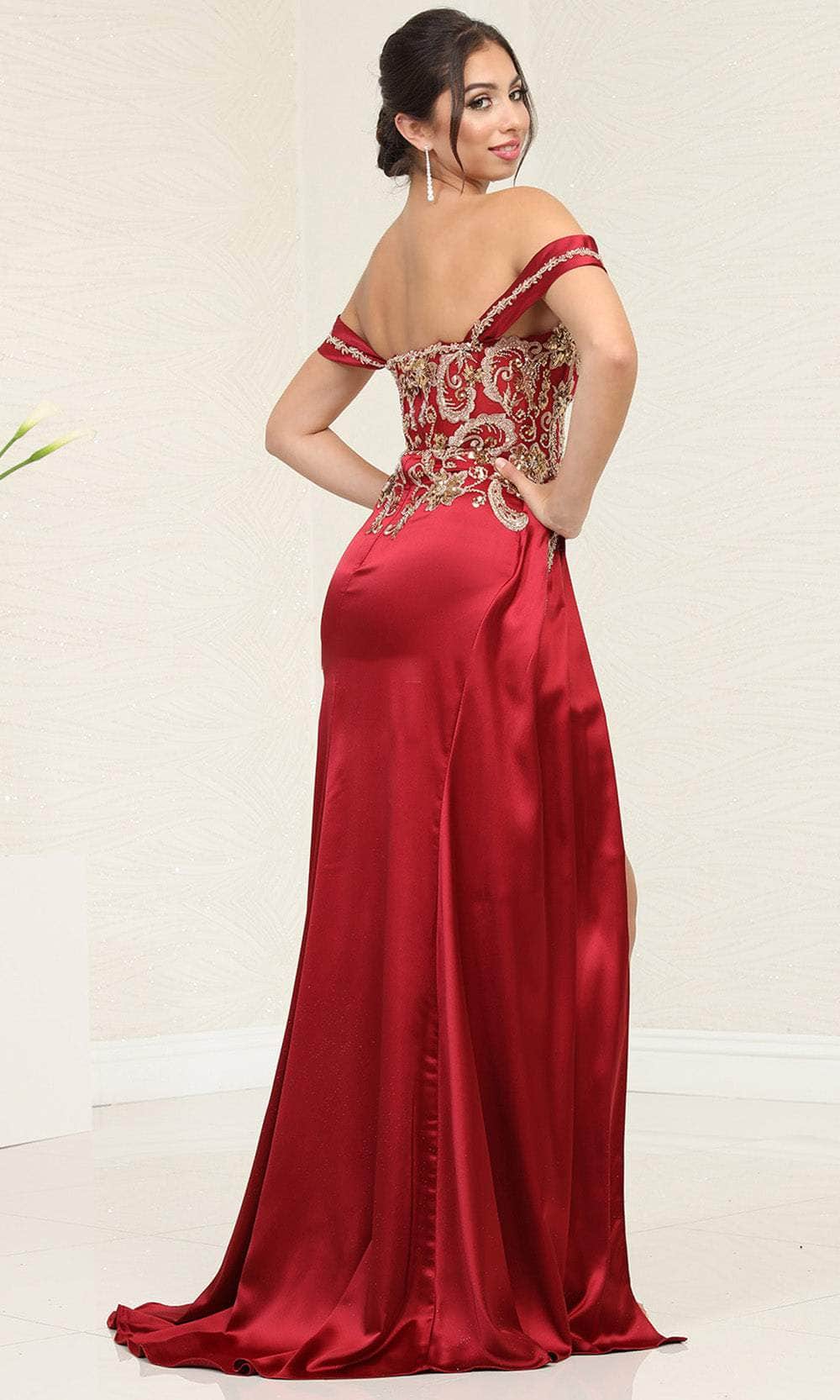 May Queen RQ8055 Sweetheart High Slit Prom Gown Couture Candy