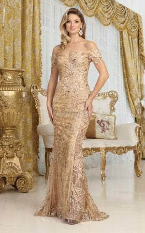 May Queen RQ8074 - Sweetheart Beaded Formal Gown Prom Dresses 4 / Gold
