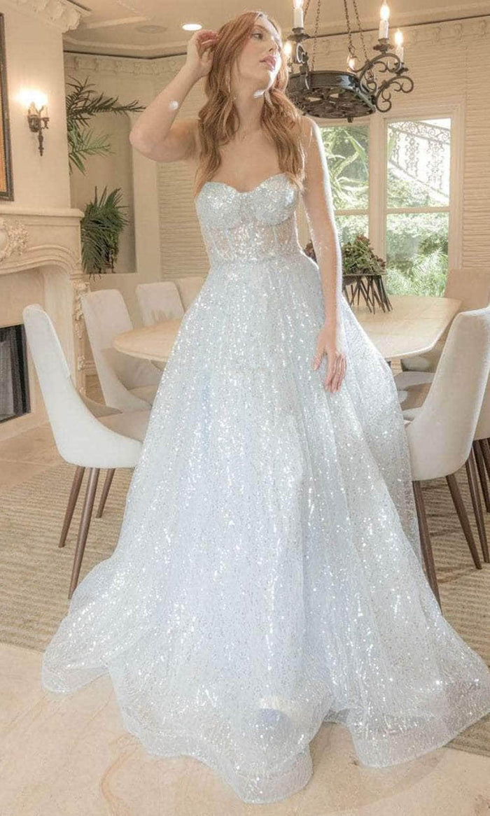 May Queen RQ8077 - Sweetheart A-Line Evening Gown Evening Dresses 4 / Babyblue