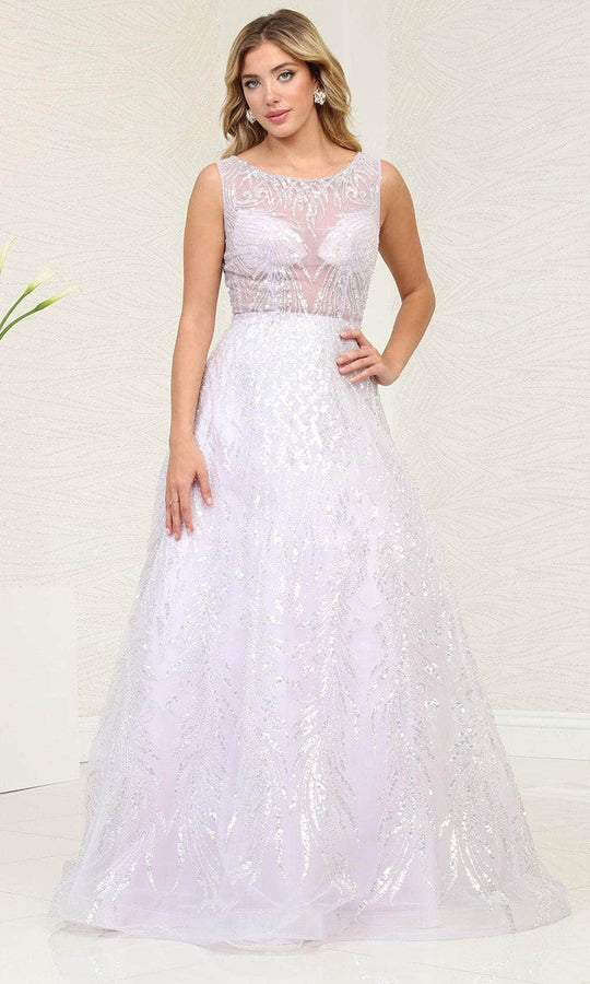 May Queen RQ8081 - Illusion Bodice Scoop Prom Gown