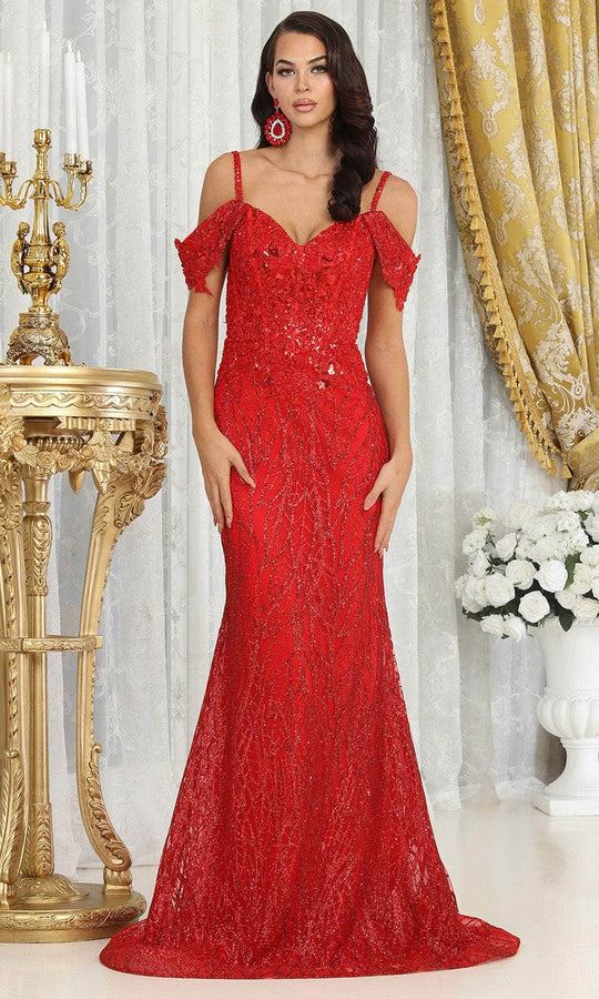 May Queen RQ8094 - Cold Shoulder Embellished Prom Gown