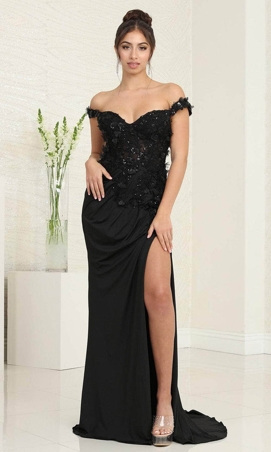 May Queen RQ8110 - Applique Off Shoulder Prom Dress