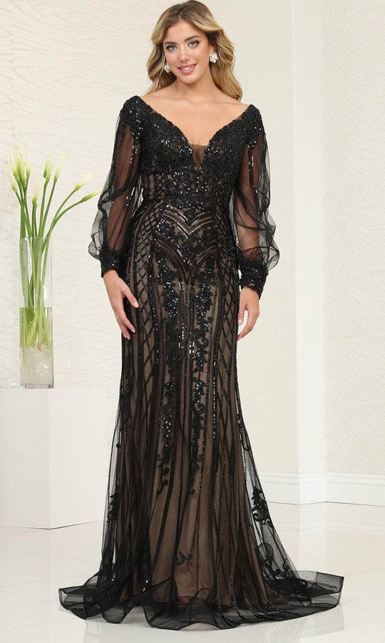 May Queen RQ8125 - Bishop Sleeve Long Gown