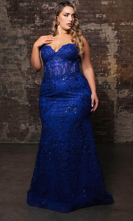May Queen RQ8138 - Embroidered Sleeveless Prom Gown