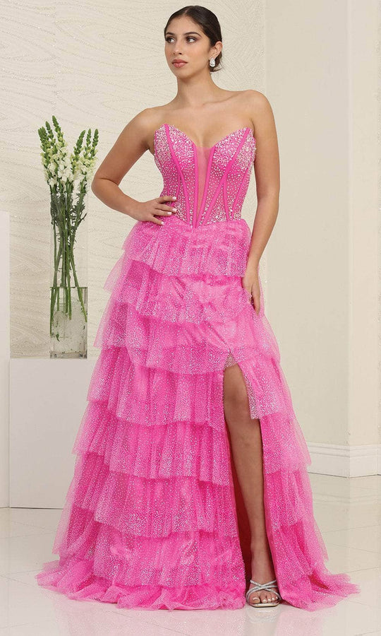 May Queen RQ8142 - Beaded Corset Prom Dress