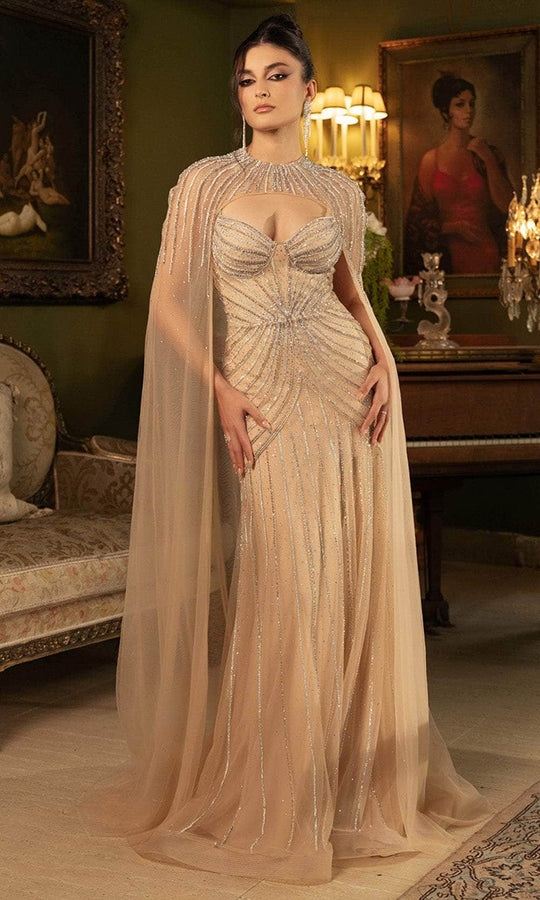 May Queen RQ8164 - Rhinestone-Embellished Fitted Bodice Prom Gown