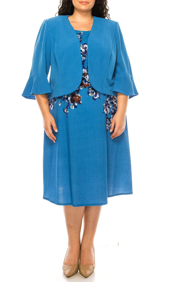 Maya Brooke 27635 - Trumpet Sleeve Two Piece Floral Dress