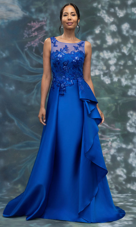 MGNY By Mori Lee 2070021 - Embroidered Illusion Bateau Overskirt Gown