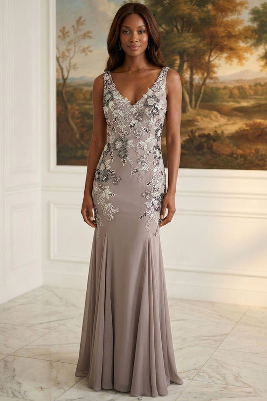 MGNY By Mori Lee 2070055 - Sequin Floral Embroidered Evening Gown