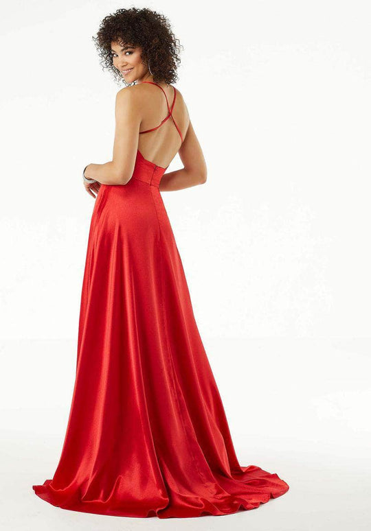 MGNY By Mori Lee 45075SC - Scoop Neck Banded Waist Prom Gown