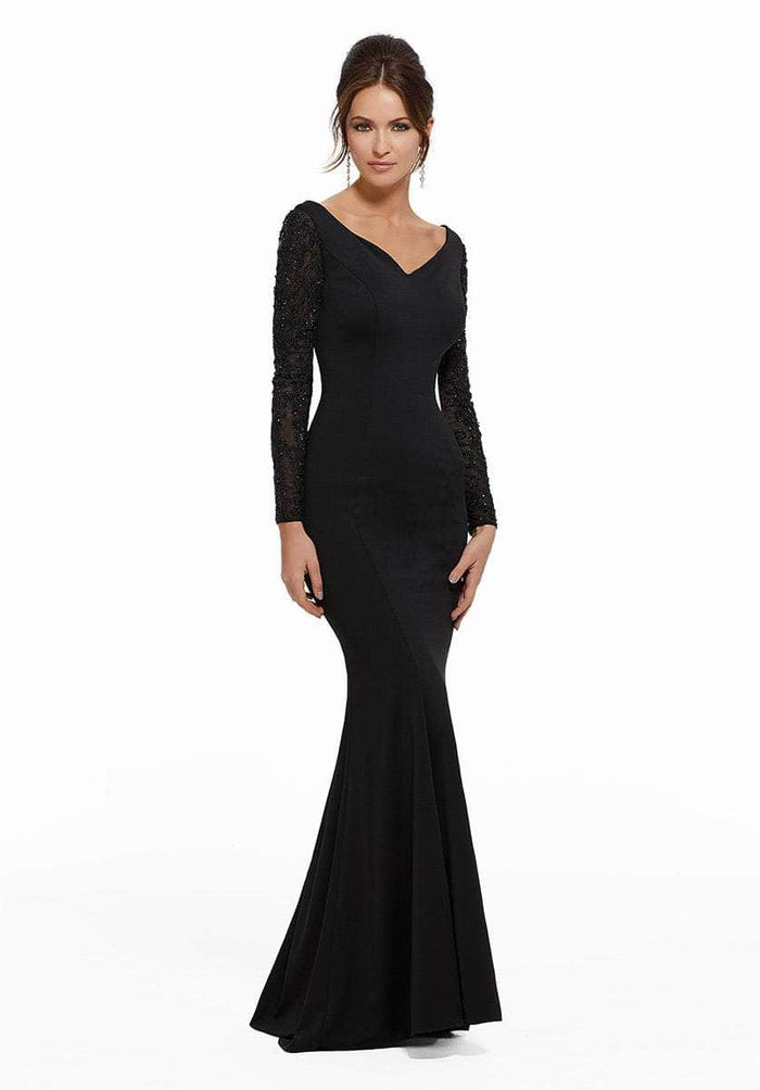 MGNY by Mori Lee 72006SC - Beaded Long Sleeve Evening Dress Special Occasion Dress 18 / Black