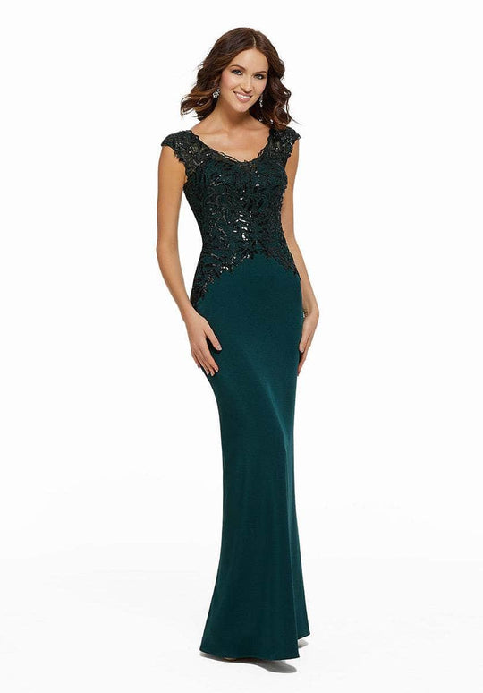 MGNY By Mori Lee 72014SC - Lace Cap Sleeve Gown