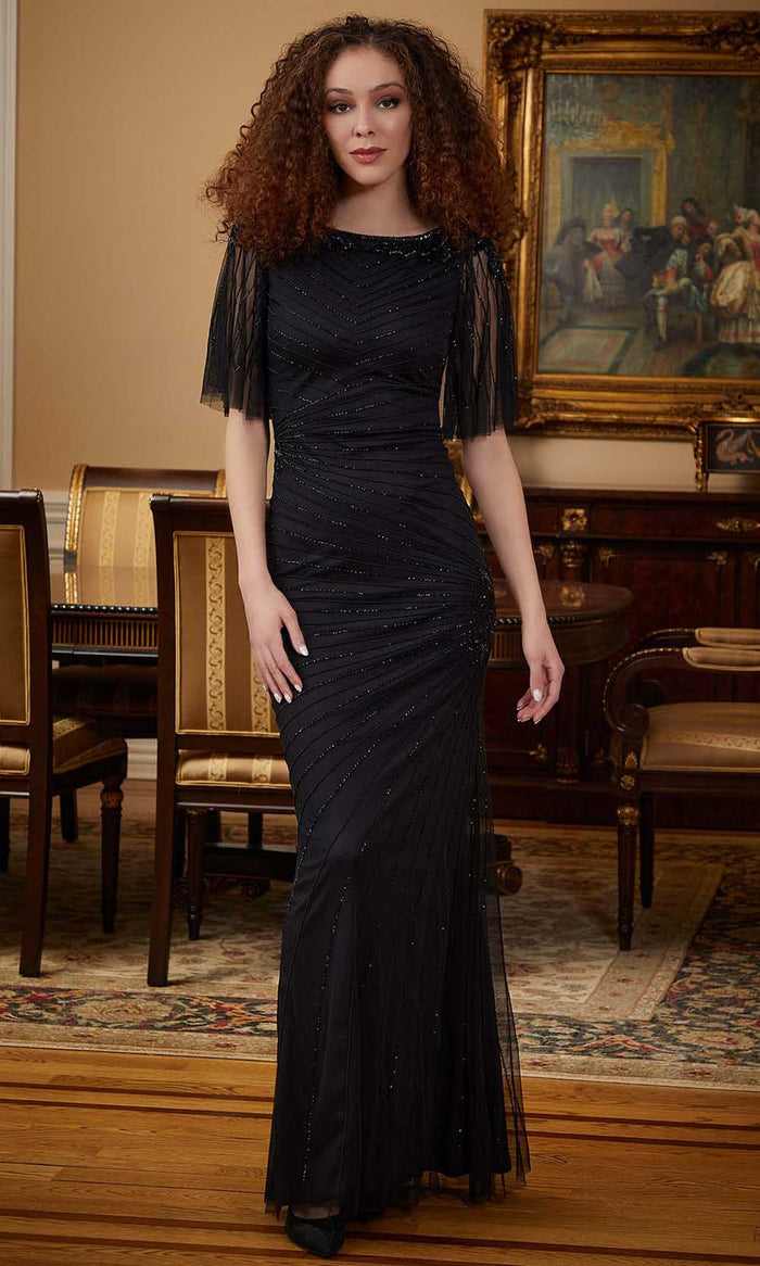 MGNY by Mori Lee 72815 - Geometric Beaded Sheath Evening Gown Evening Dresses 00 / Black