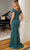 MGNY By Mori Lee 72827SC - Off-Shoulder Fold-Over Detailed Evening Gown Mother of the Bride Dresses 22 / Teal