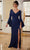 MGNY by Mori Lee 72830 - Bell Sleeve Sheath Evening Gown Special Occasion Dress 00 / Navy