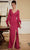 MGNY by Mori Lee 72830 - Bell Sleeve Sheath Evening Gown Special Occasion Dress 00 / Raspberry
