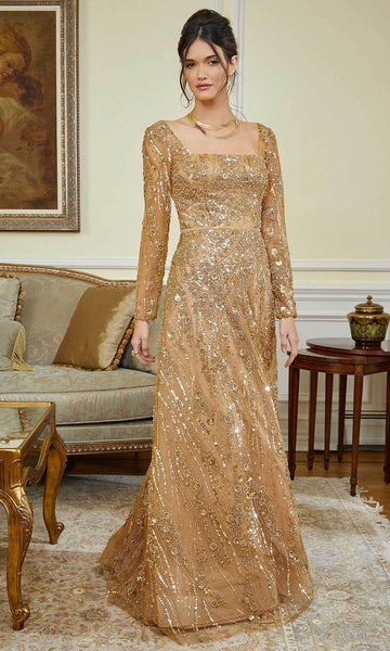 MGNY By Mori Leee 72843 - Square Neck Beaded Evening Gown  Couture Candy