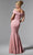 MGNY By Mori Lee 72918SC - Off Shoulder Linear Beaded Evening Dress Evening Dresses 2 / Blush
