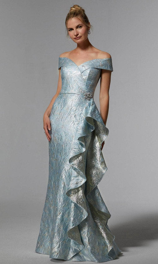 MGNY By Mori Lee 72926 - Metallic Jacquard Evening Dress