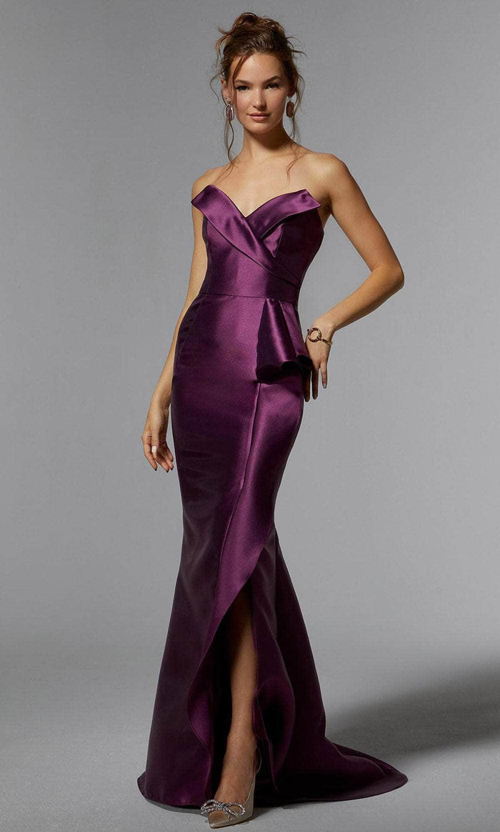 MGNY by Mori Lee 72927 - Strapless Satin Evening Gown Evening Dresses 00 / Plum