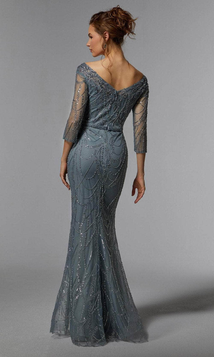 Luxury Dubai   Saudi Arabic Silver Nude Beaded Mermaid Evening Dress Gown for Formal Occasion LA72800 main image 0