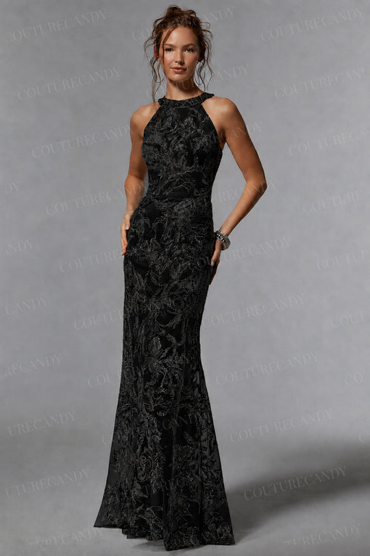 MGNY by Mori Lee 72939 - Halter Sheath Evening Dress