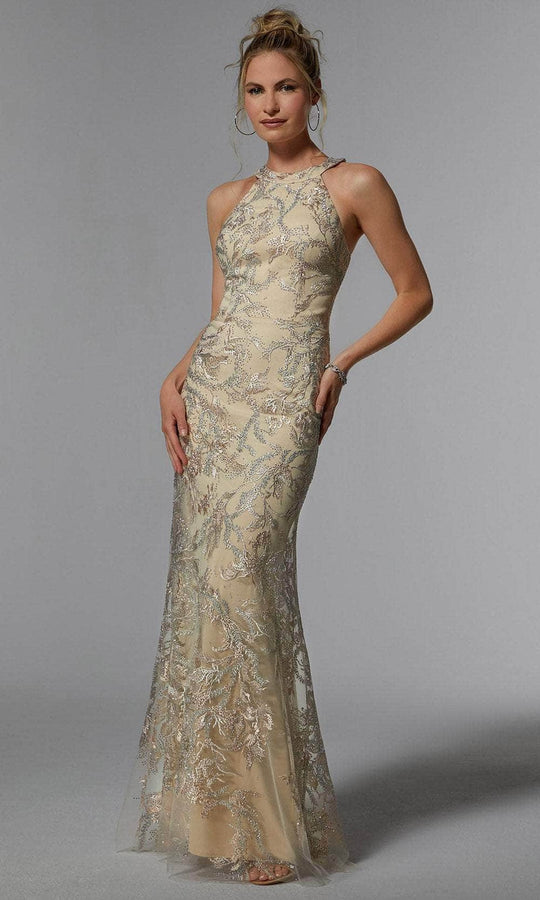 MGNY by Mori Lee 72939SC - Sleeveless Halter Neck Evening Dress