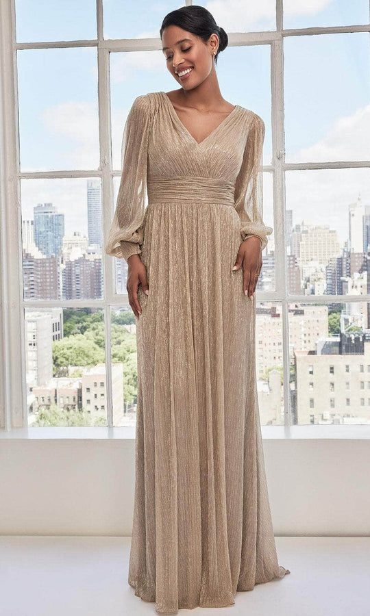 MGNY By Mori Lee 73111 - Bishop Sleeve Ruched Evening Dress